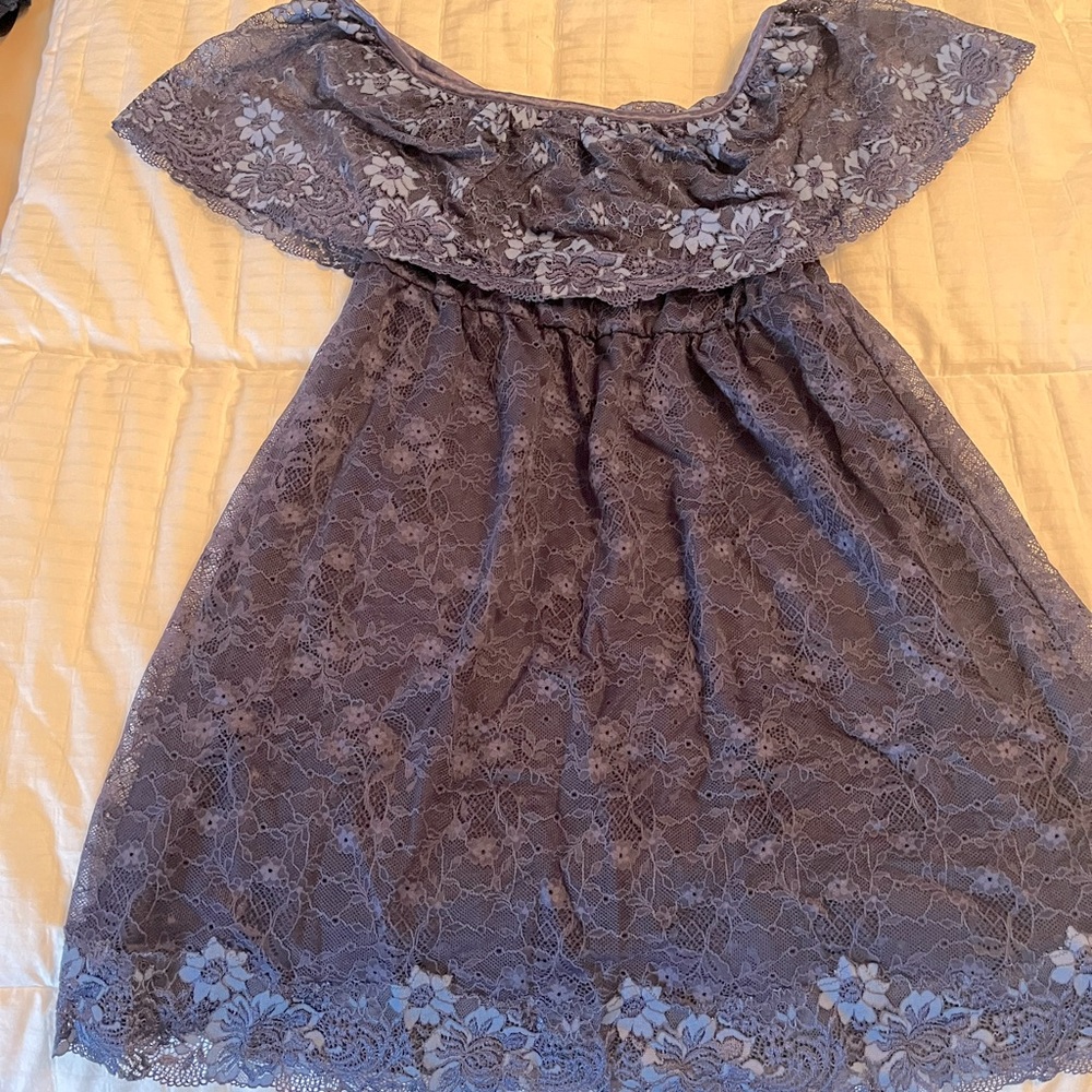 Soma lace deep blue chemise with portrait collar size L